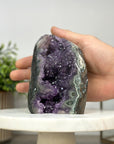 Amethyst Geode Crystal Cluster with Purple and Gray Jasper Bands - CBP1168