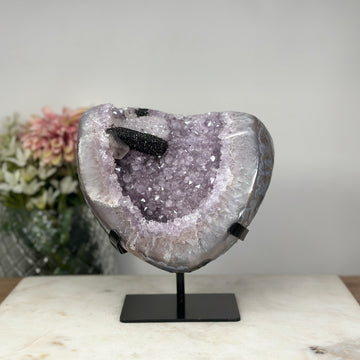 Amethyst & agate Geode with Rare Black Goethite Formation - MWS0771