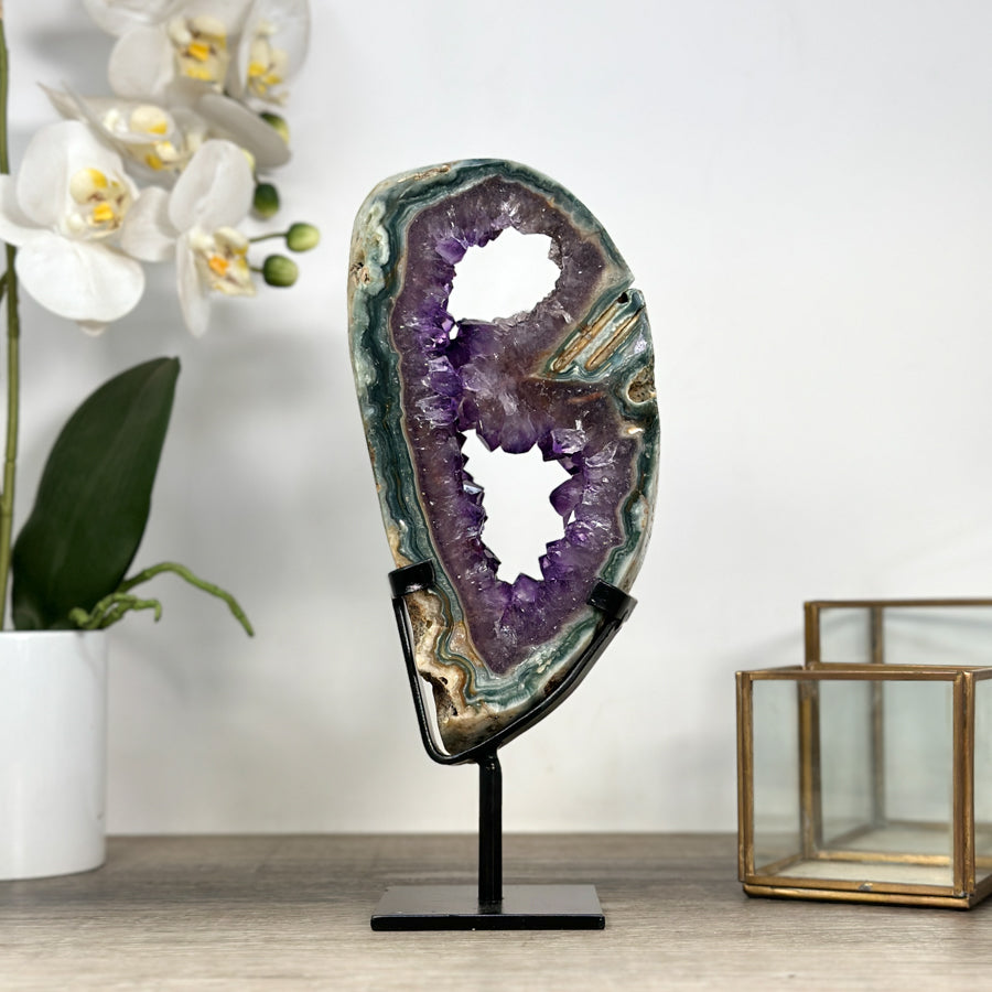 Natural Amethyst &amp; Green Jasper Slice Portal - MWS2239