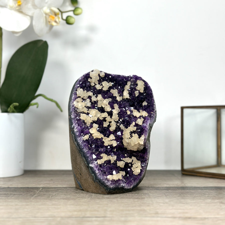 A Grade Uruguayan Amethyst Stone with Calcite inclusions - CBP1285