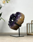 Amethyst Stone Heart Carving, Metallic Stand Included - HST0316