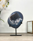 Agate Geode with Druzy Crystals on Stand – Natural Stone Display Piece - MWS2862
