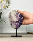 Natural Calcite & Amethyst Specimen on Metallic Stand - MWS2766