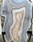 Blue Banded Agate Slice on Stand – Home Decor Display Specimen - MWS2663