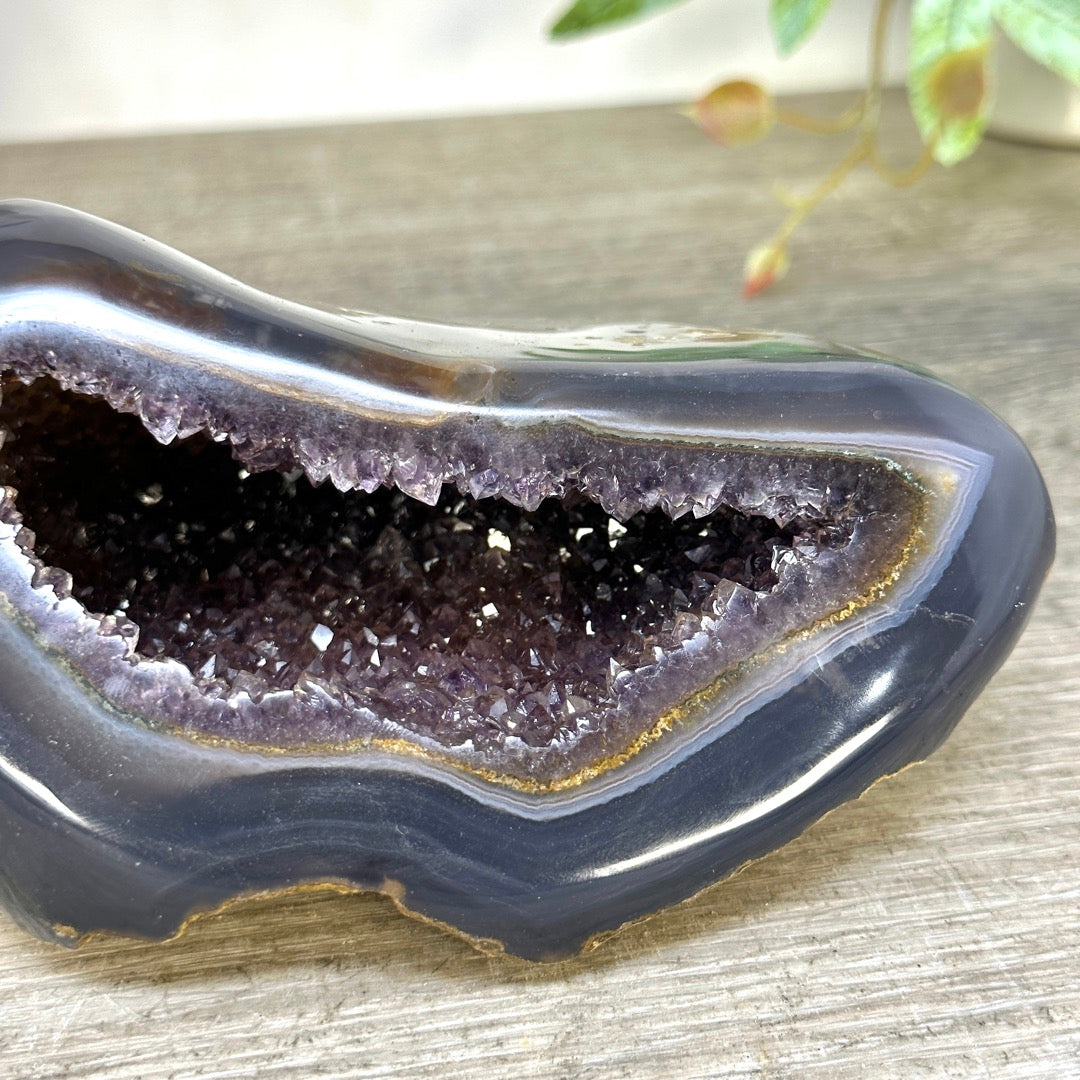 Blue Agate &amp; Amethyst Natural Geode - STGE0074