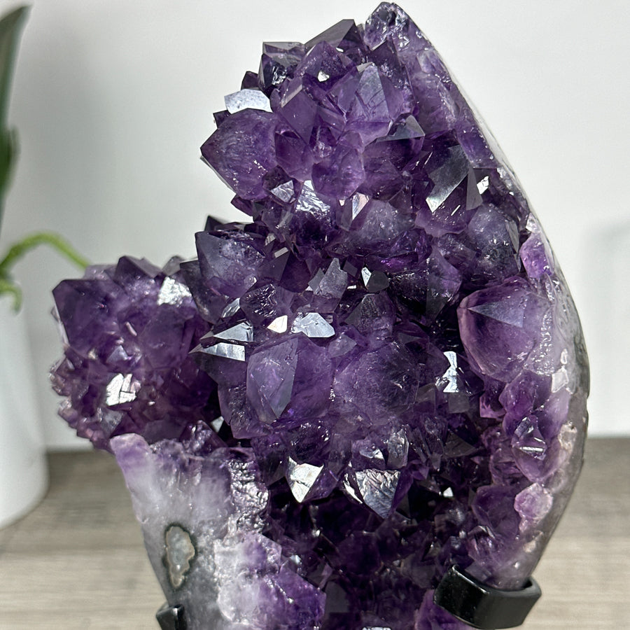 Deep Purple Amethyst Cluster on Metal Stand - MWS2772