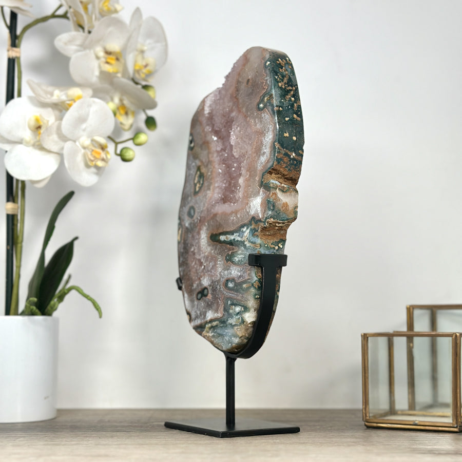 Large Quartz &amp; Agata Stone Slice - MWS2328