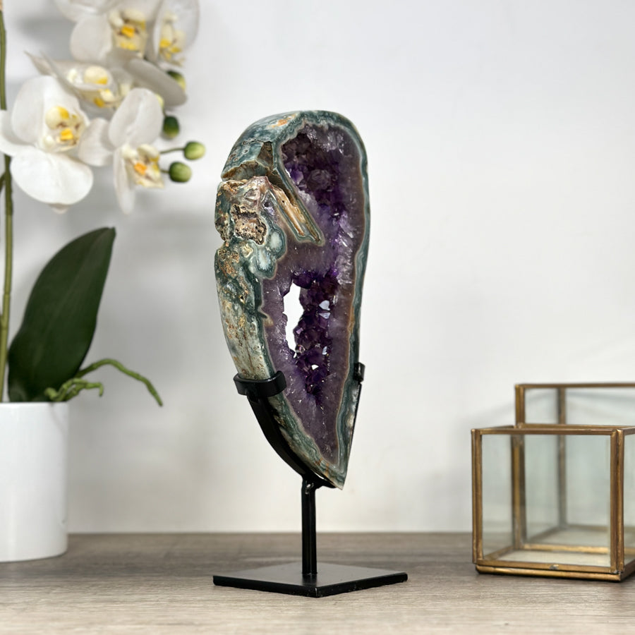 Natural Amethyst &amp; Green Jasper Slice Portal - MWS2239