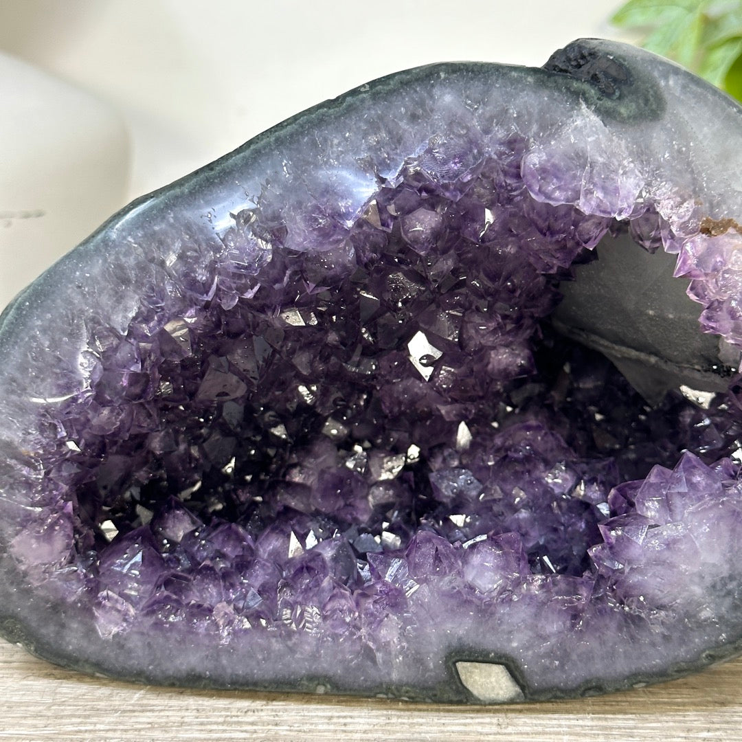Natural Amethyst Geode with Calcite Inclusion from Uruguay - STGE0064