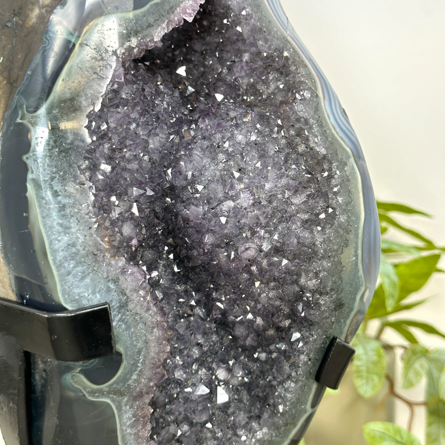 Unique Double Amethyst &amp; Agate Geode with Rotary Stand - MWS3176