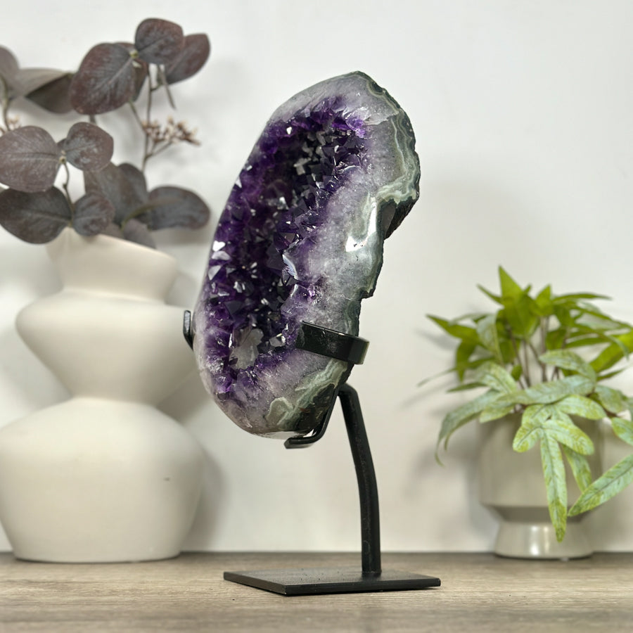 Uruguayan Amethyst Geode on Metal Stand - MWS3084