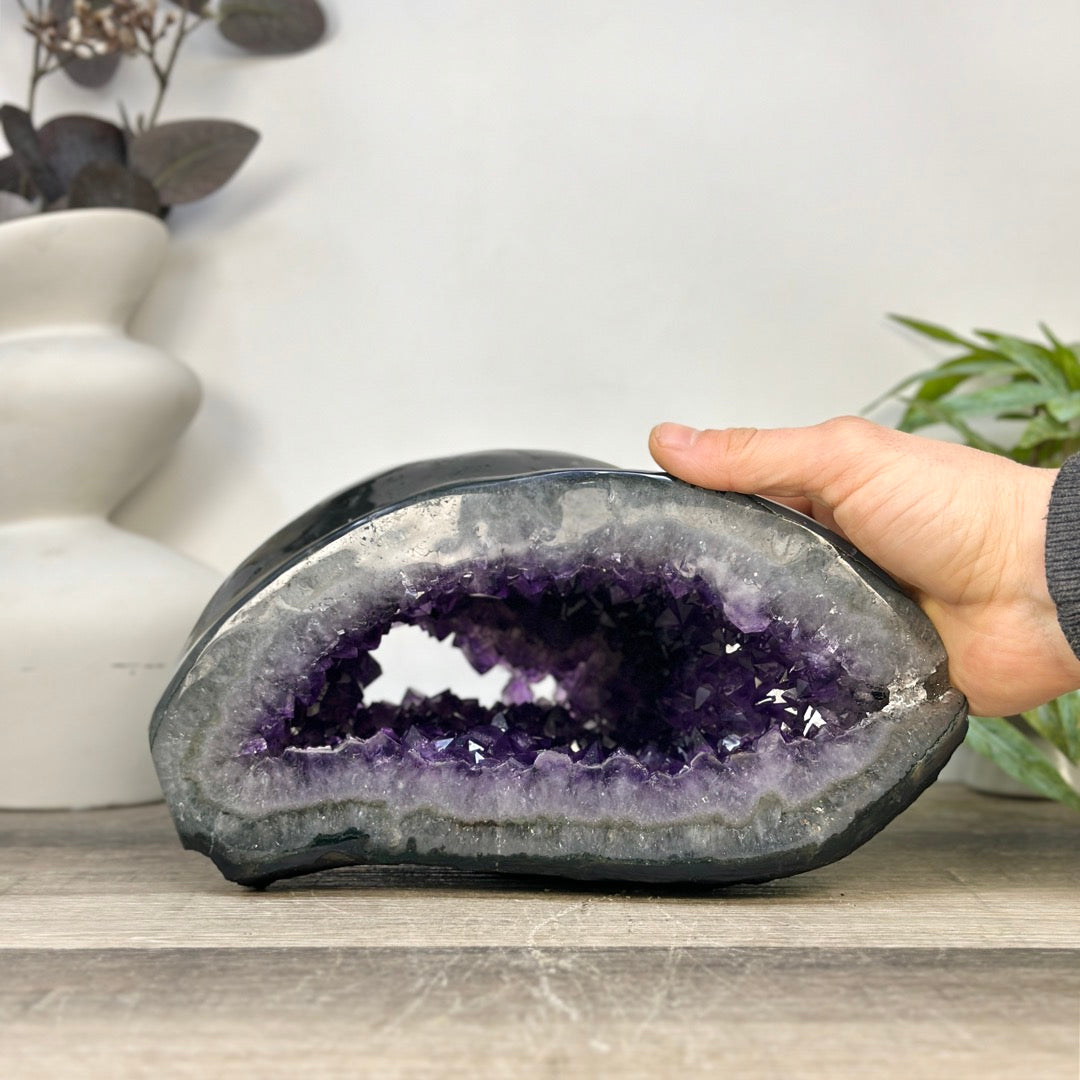 Xl Natural Amethyst Geode with Agate Shell - STGE0072