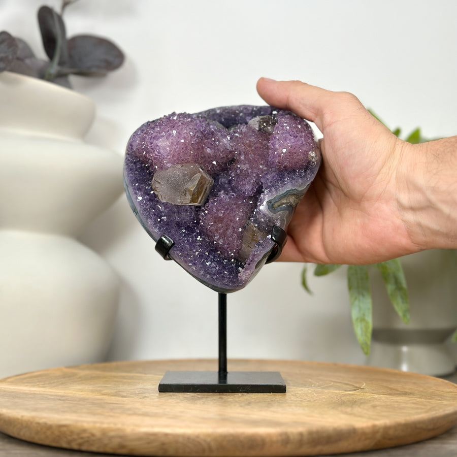 Rare Natural Amethyst Cluster with Unique Calcite Formations - MWS3049