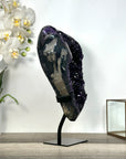 Deep Purple Amethyst Geode on Metal Stand – Stunning Crystal Display - MWS2716