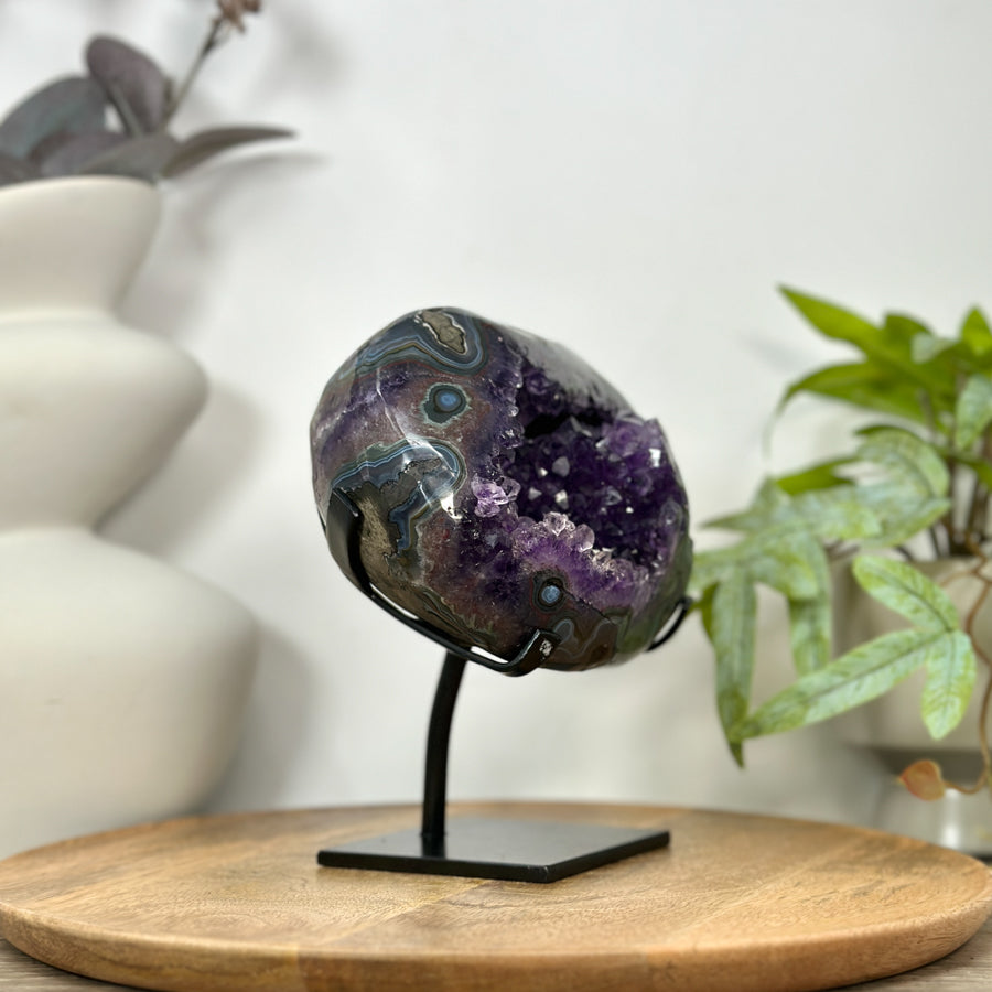Natural Amethyst Geode with Agate Shell - MWS3096