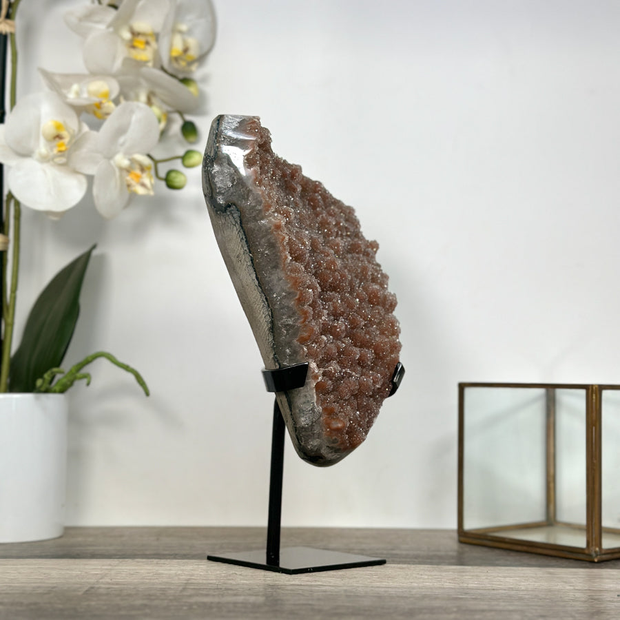 Natural Orange Tone Sugar Crystal Cluster on Stand - MWS2637