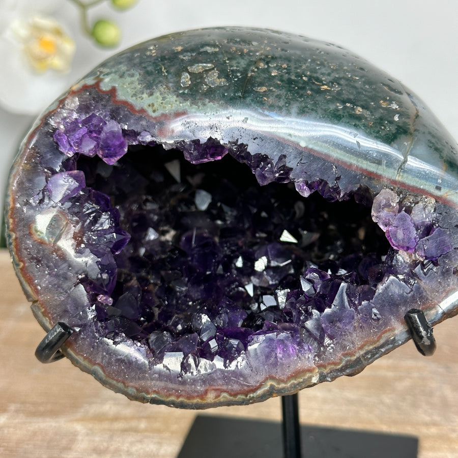 Unique Amethyst Geode with Green Jasper Shell - MWS1635