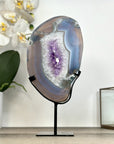 Agate Geode Slice with Amethyst Center - MWS2917