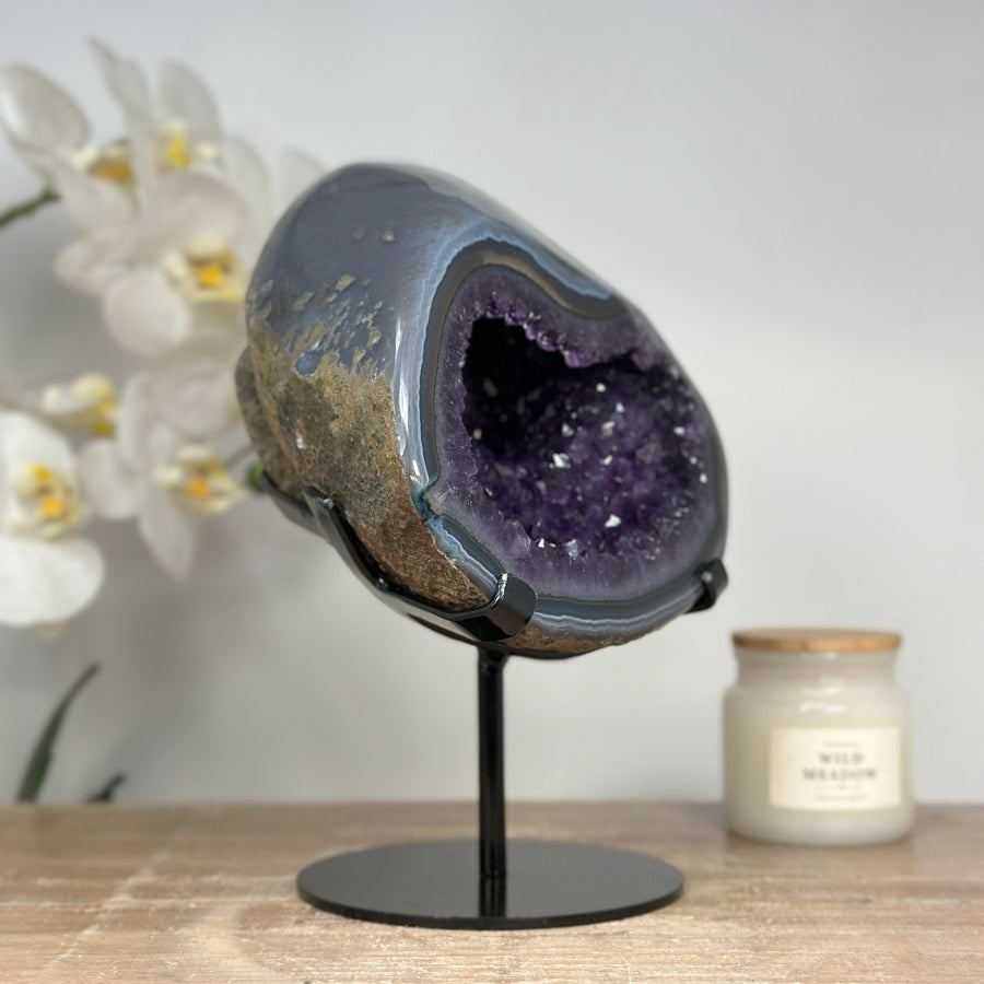 Top Grade Impressive Natrual Amethyst &amp; Blue Agate Geode - MWS1403