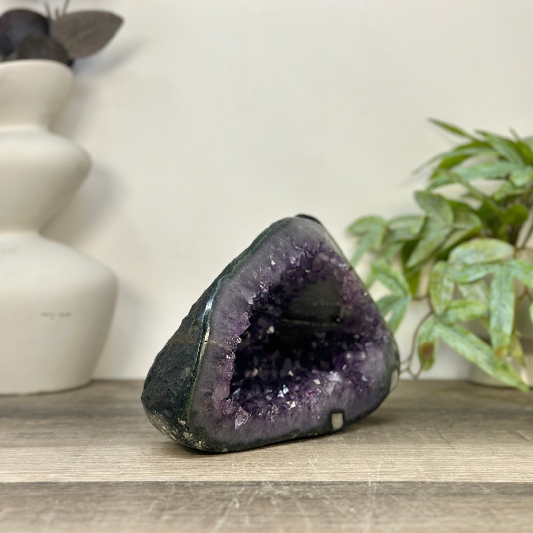 Natural Amethyst Geode with Calcite Inclusion from Uruguay - STGE0064