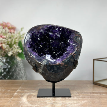 Large Amethyst Geode with Green Agate Shell: A Striking Centerpiece for Home or Office - MWS0864