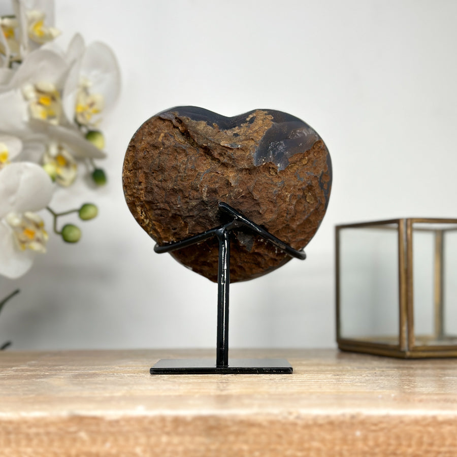 Stunning Amethyst &amp; Blue Agate Stone Heart Carving - HST0253