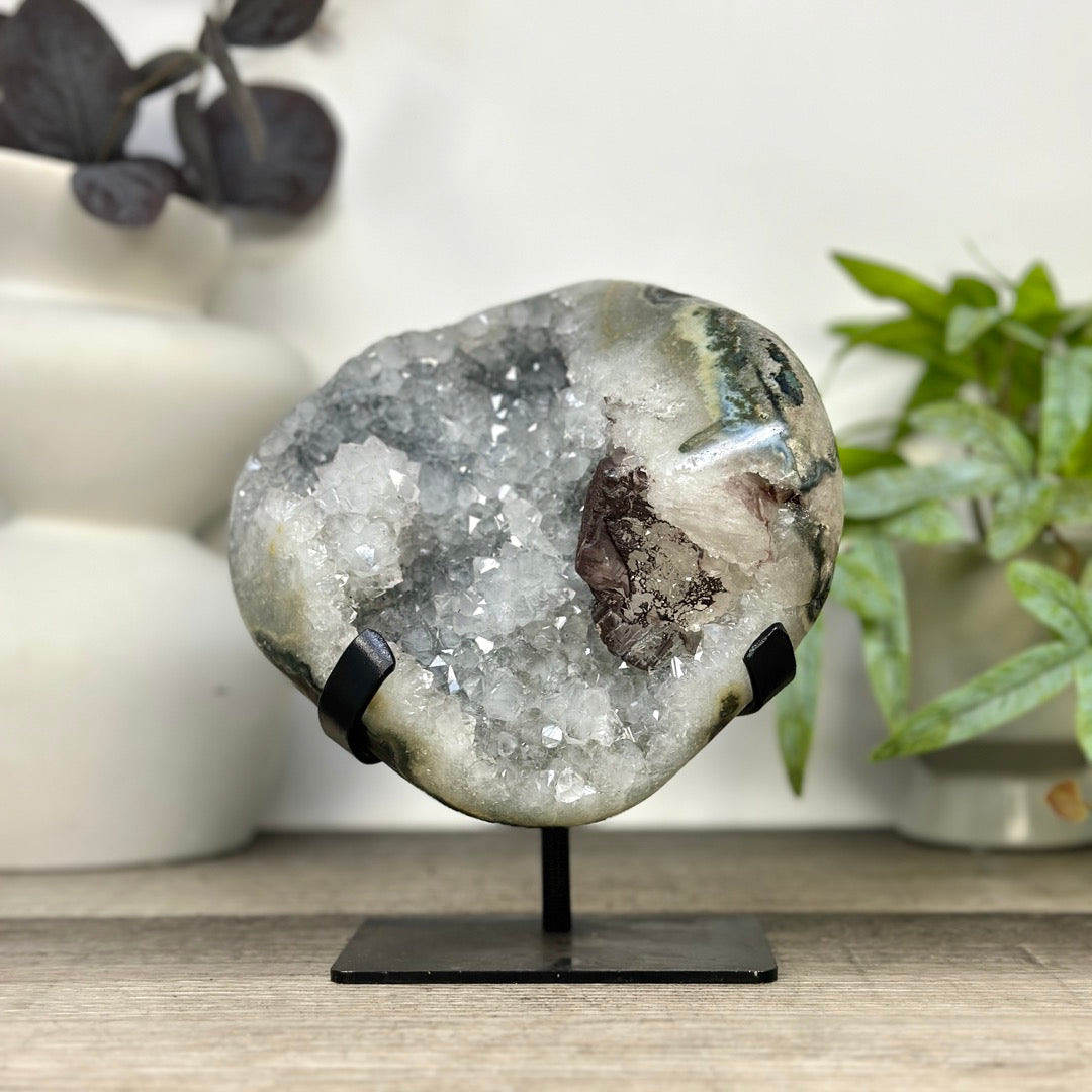 Natural Quartz Geode with Calcite Formation - MWS3286