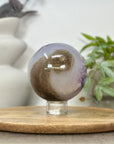 Amethyst & Banded Agate Sphere Geode with Crystal Formation - SPH0184