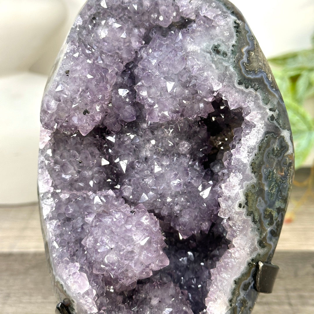 Natural Uruguayan Crystal Geode on Stand with Stalactite Formations - MWS3276