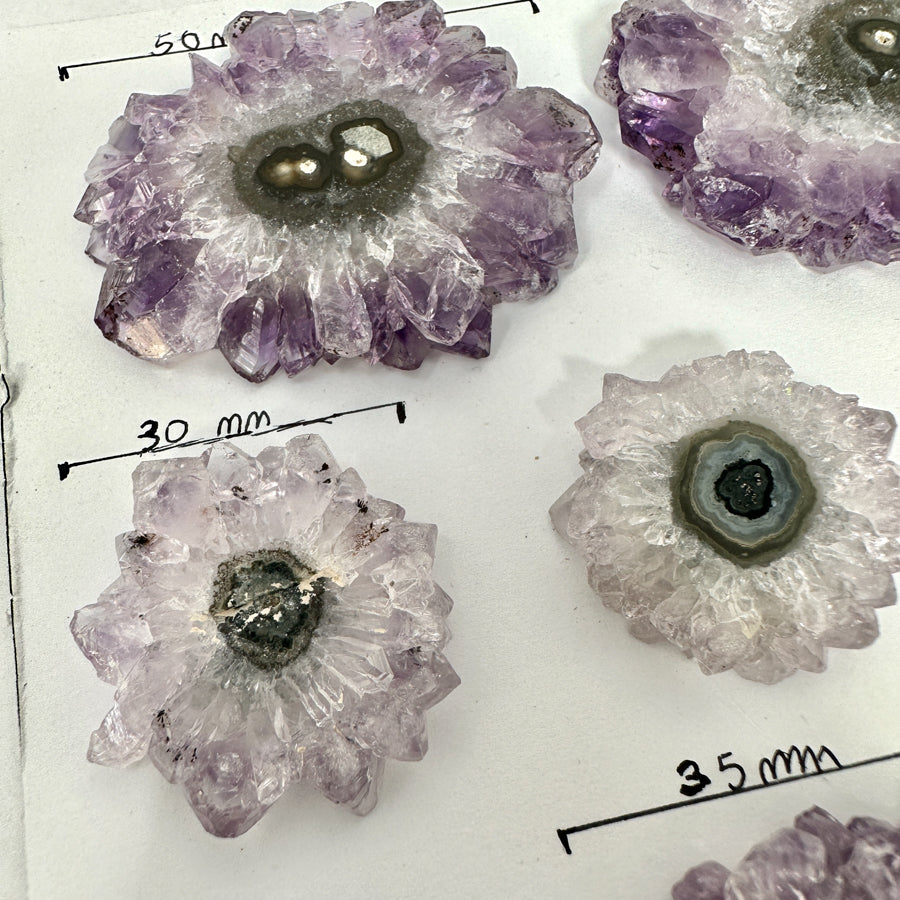 Unique Amethyst Stalactite Slices Set - Natural Crystal for Handmade Jewelry - STS0082