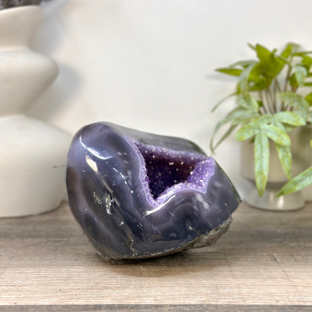 Natural Amethyst Geode with Agate Shell - STGE0098