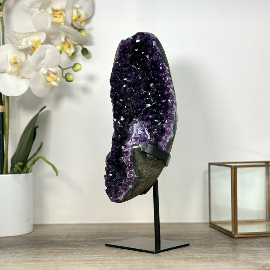 Large Uruguayan Amethyst Crystal on Metal Stand - MWS2595