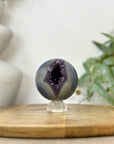 Amethyst & Banded Agate Sphere Geode with Druzy Interior - SPH0219