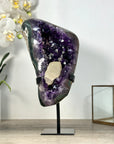Natural Deep Purple Amethyst with Calcite Crystal Formation - Stand Included - MWS2485