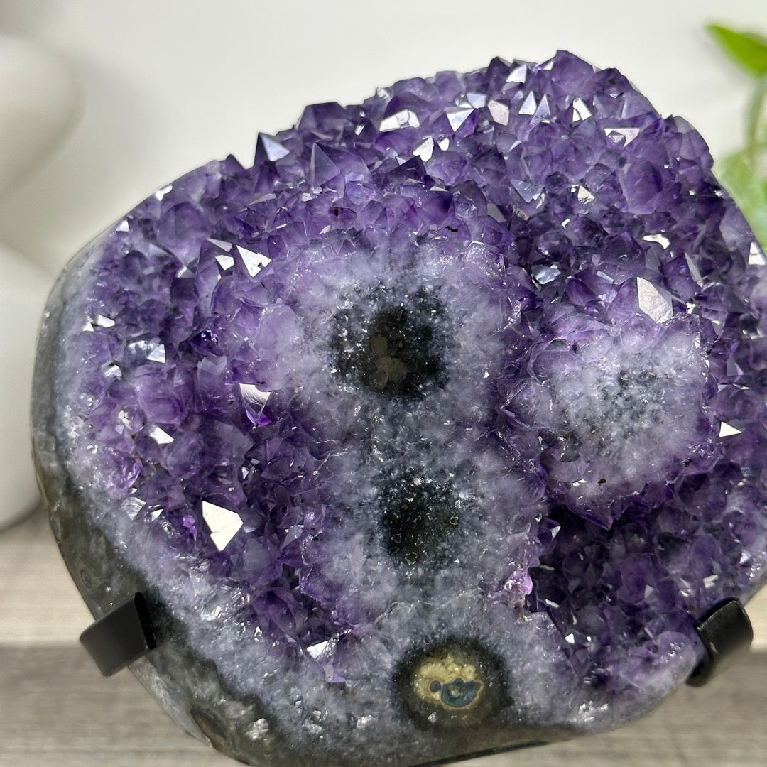 Natural Deep Purple Amethyst Cluster on Metal Stand - MWS3310