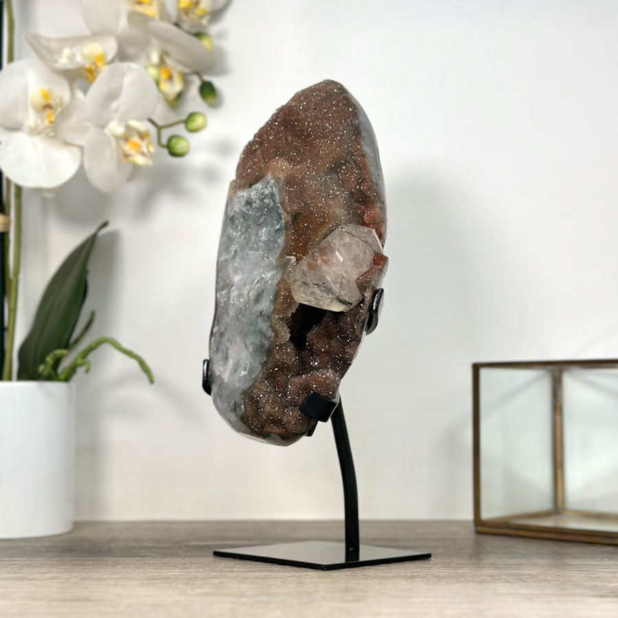 Rare Quartz Sugar Druzy Specimen With Calcite Formation - MWS2515