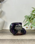 Natural Amethyst Geode with Calcite & Black Hematite Inclusion - STGE0058