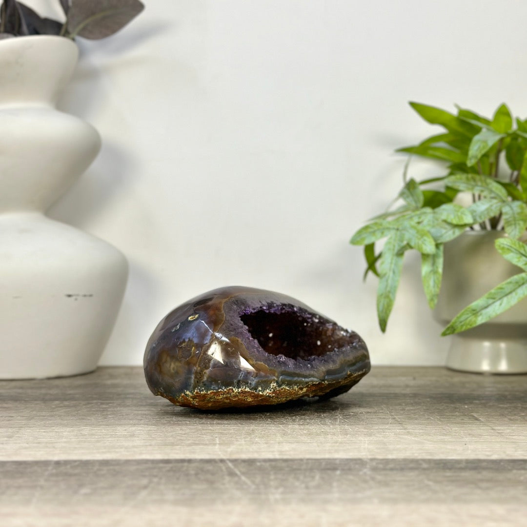 Natural Amethyst Geode with agate Shell - STGE0117
