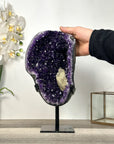 Top Quality Amethyst Geode With Calcite on Metal Stand - MWS2752