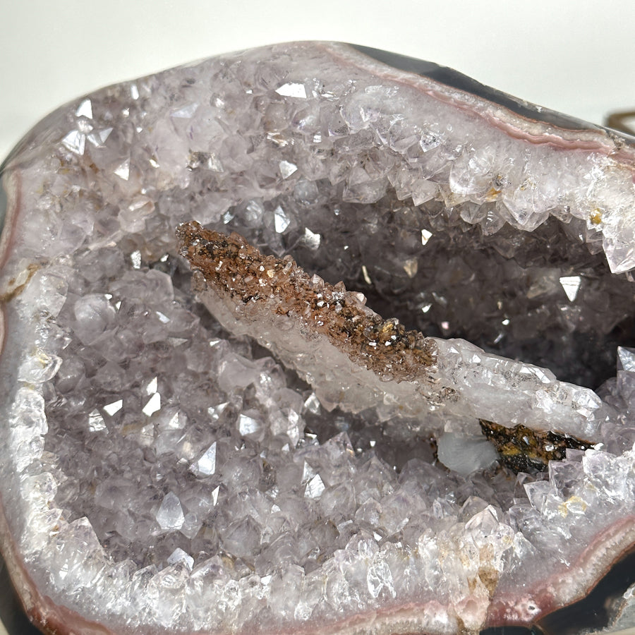 Geode Agate Crystal Cluster with Calcite Centerpiece - Collector Display Specimen - MWS2614