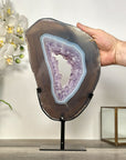 Large Amethyst and Agate Slice Portal with Stand for Home Decor Display - MWS2667