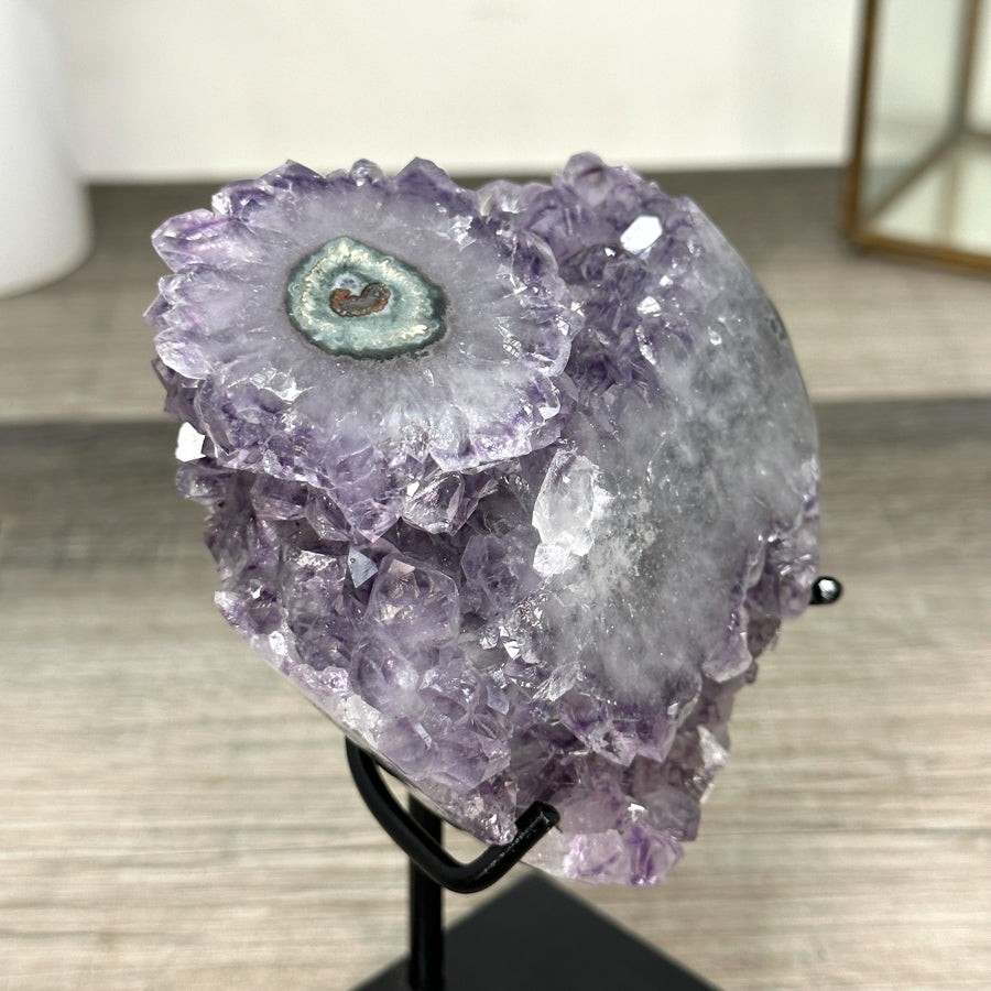 Amethyst Crystal Cluster on Stand with Light Purple Druzy - MWS2883
