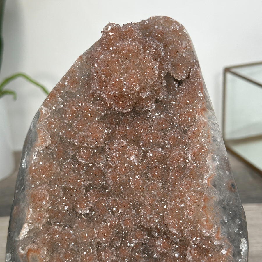 Orange Tone Crystal Cluster with Sparkling Formation on Stand for Home Decor - MWS2625