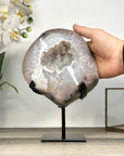 Polished Agate & Quartz Geode on Metal Stand - MWS2782
