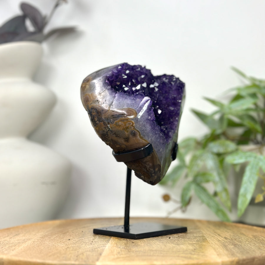 Natural Top Grade Amethyst Cluster on Metal Stand for Home Decor - MWS3252