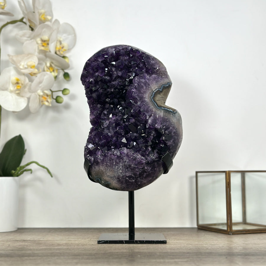 Large Uruguayan Amethyst Stone Cluster on Stand - MWS3033