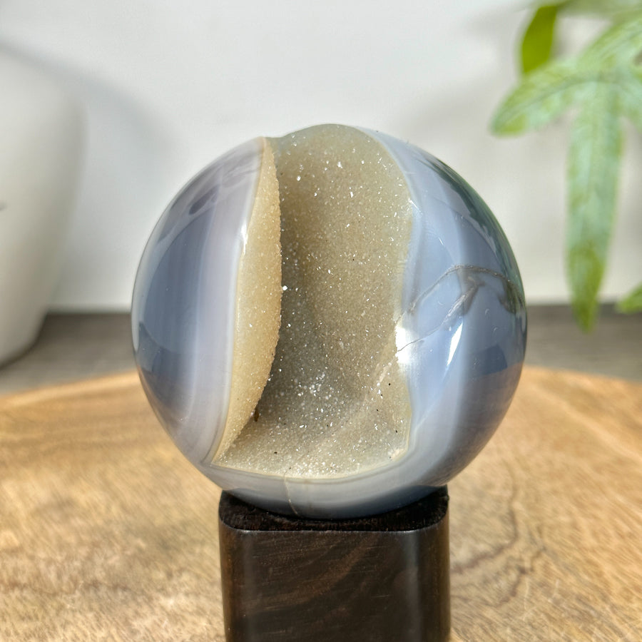 Banded Agate &amp; Quartz Druzy Sphere Geode - SPH0210