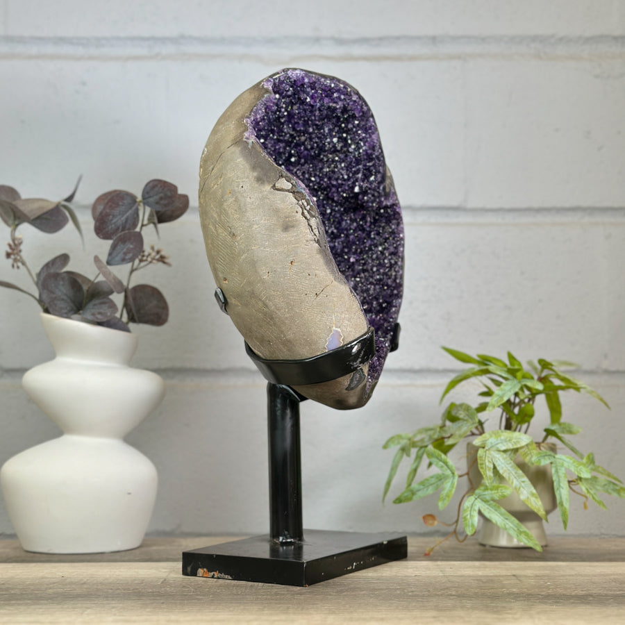 Huge XL Natural Amethyst Geode on Metal Stand - MWS3145