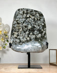 Unique Green Tone Sugar Quartz Geode with Calcite Inclusion - MWS1823