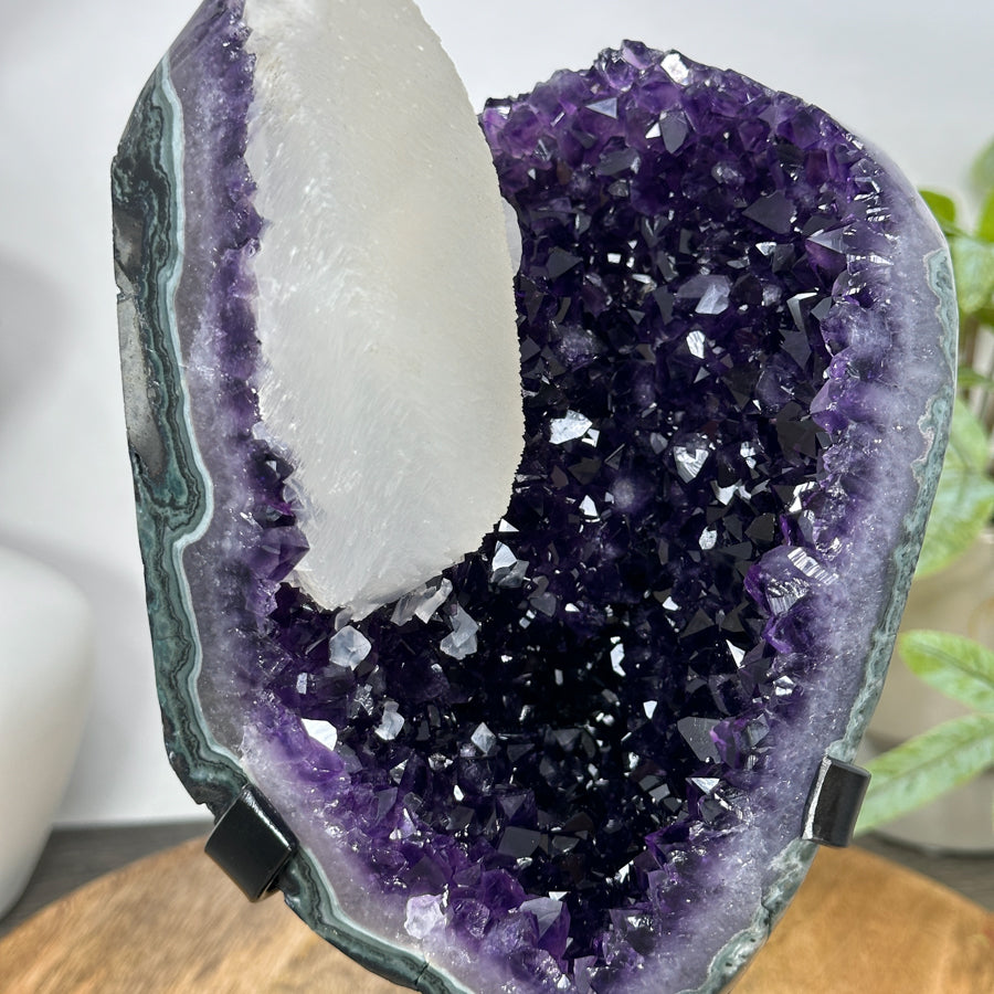Natural Amethyst Cluster with Large Calcite Specimen - MWS3112